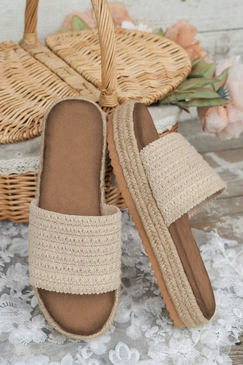 Load image into Gallery viewer, DLLSHOE 138 - White Boho Woven Non-Slip Wedge Slippers
