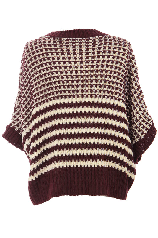 DLLS394 - Ladies Red 3/4 Draped Sleeve Slouchy Sweater