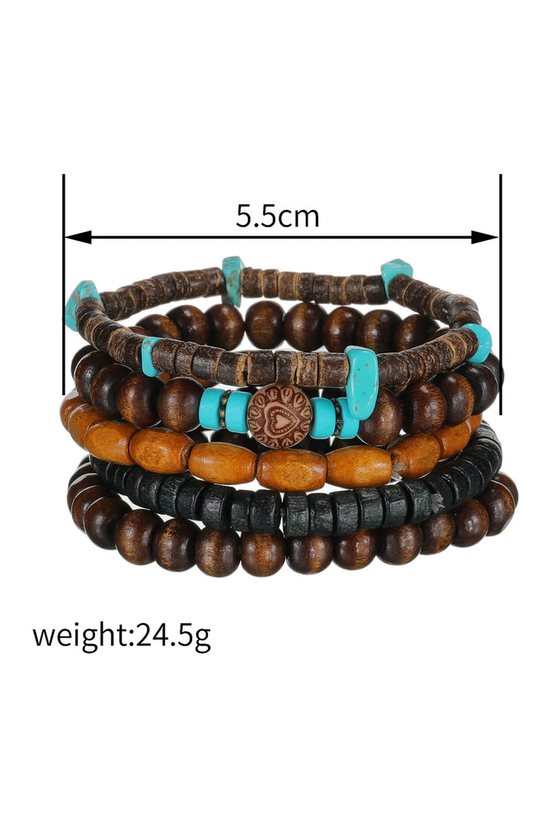 Load image into Gallery viewer, DLLBC 9 - Chestnut Boho Turquoise Wooden Beaded Multi Layer Bracelet

