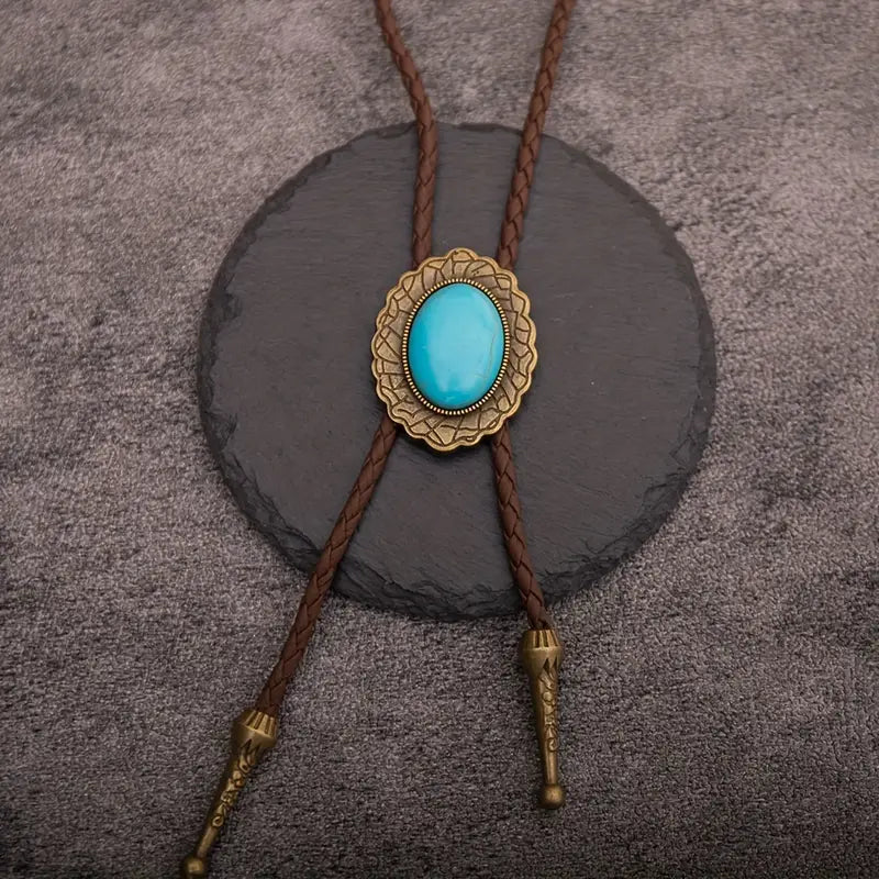 Load image into Gallery viewer, TMBLO11 - Turquoise Brown Bolo Tie
