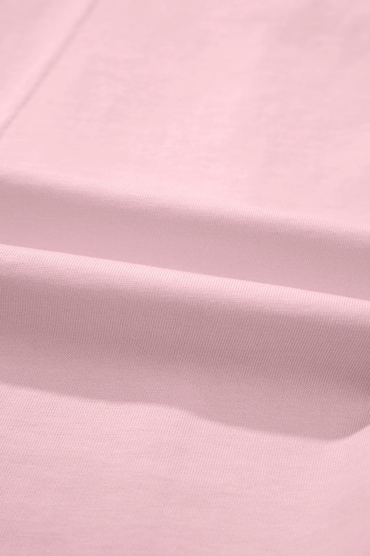 DLLS641 - Ladies Pink Stitched Detail Loose Tank Top Cotton 2pcs Short Set