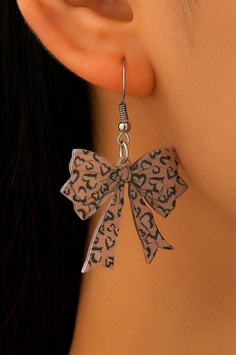 Load image into Gallery viewer, DLLER 26 - Cinnamon Stylish Leopard Printed Bow Stainless Hook Earrings
