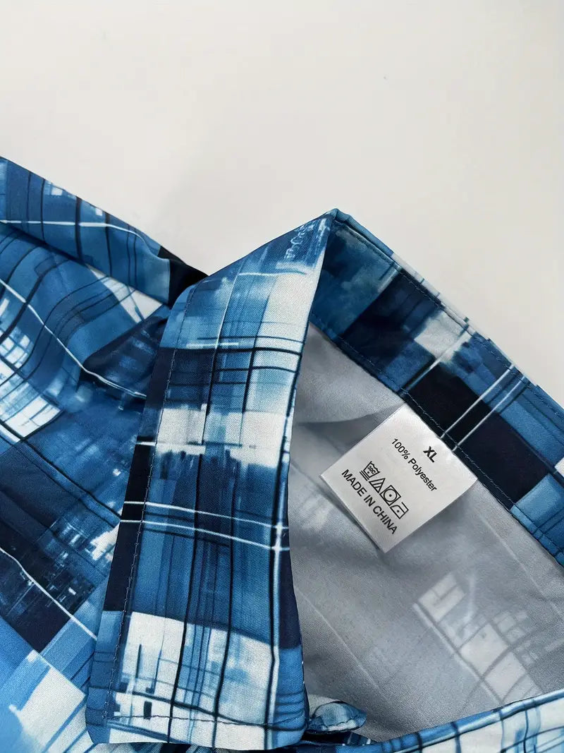 Load image into Gallery viewer, TMWST18 - Ocean Blue Checkered Western Shirt
