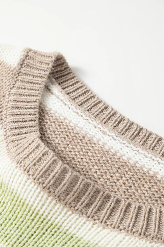 DLLS168 - Ladies Multicolour Stripe Drop Shoulder Crew Neck Sweater