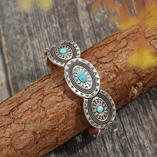 TMBC23 - Turquoise Inlay Ladies Open Bracelet