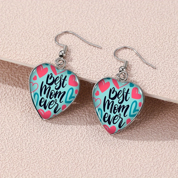 TMER59 - Best Mom Ever Blue Dangle Earrings