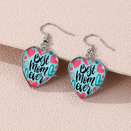 TMER59 - Best Mom Ever Blue Dangle Earrings