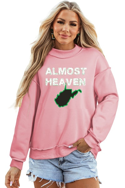 DLLS957 - Ladies Light Pink Oversize Drop Shoulder Reversible Mock Neck WV Sweatshirt