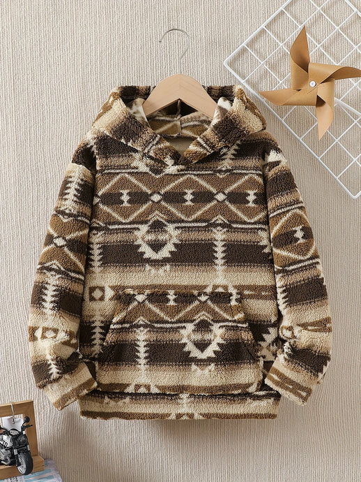 TMCHD21 - Boy's Aztec Print Hooded Sweatshirt