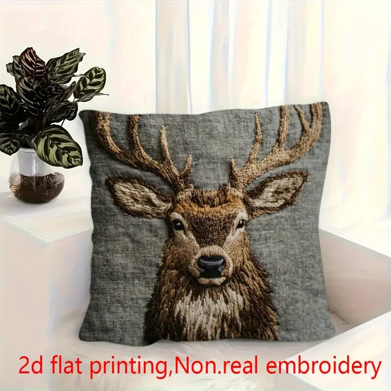Load image into Gallery viewer, TMPL138 - 1 Piece - 18&quot; x 18&quot; Vintage Deer Head Throw Pillow
