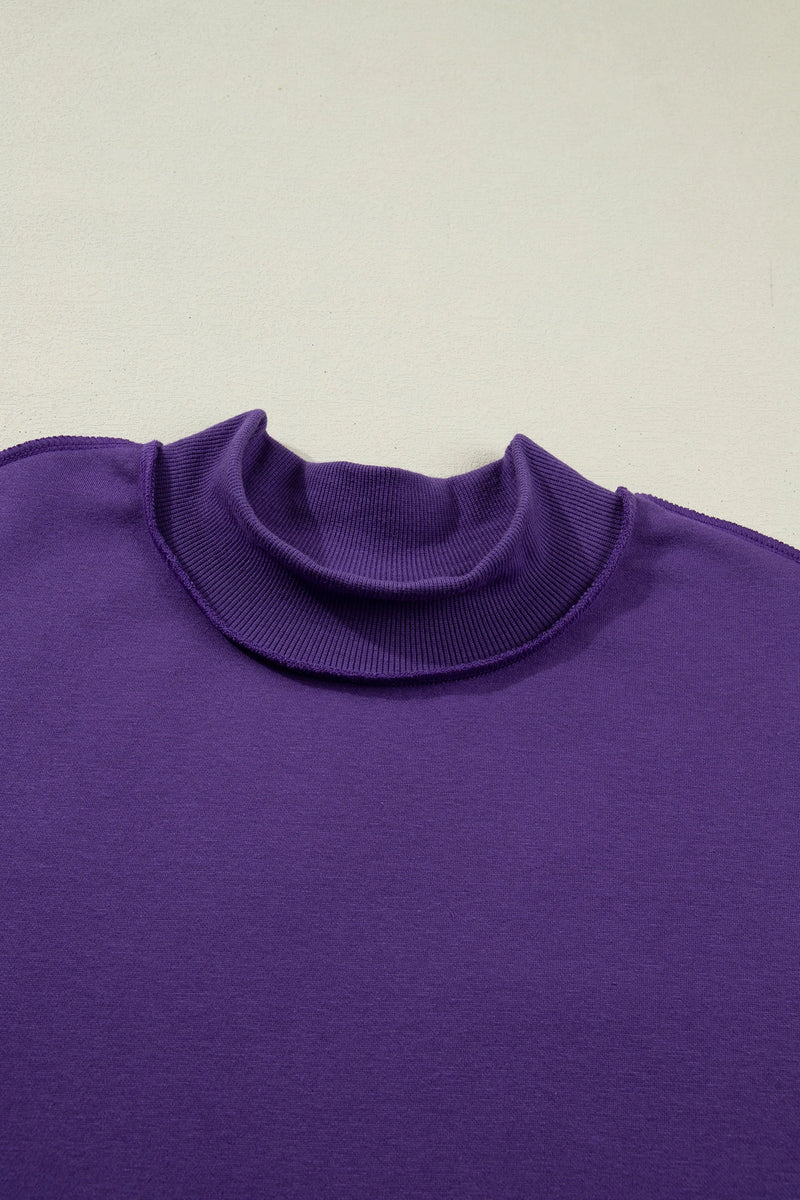 Load image into Gallery viewer, DLLS1132 - Ladies Tillandsia Purple Oversize Reversible Mock Neck Sweatshirt
