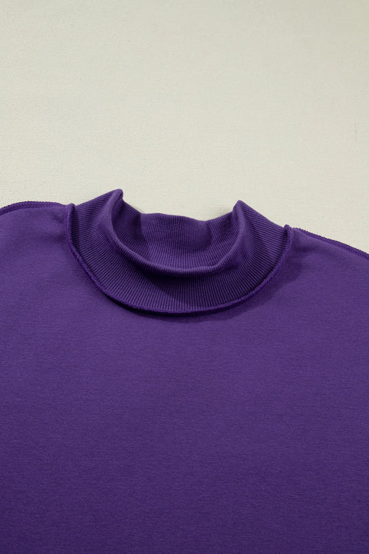 DLLS1132 - Ladies Tillandsia Purple Oversize Reversible Mock Neck Sweatshirt
