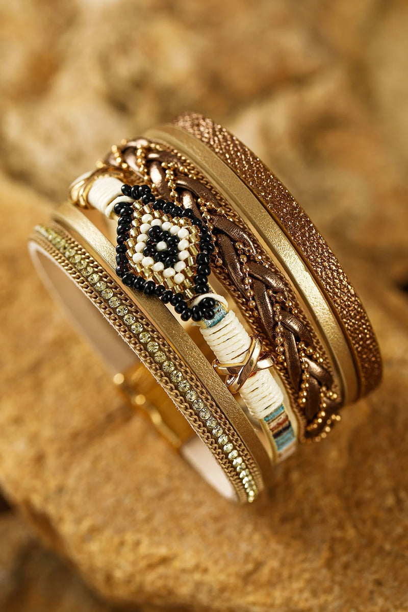 Load image into Gallery viewer, DLLBC 5 - Multicolour Rhinestone Beaded Magnetic Buckle Bracelet
