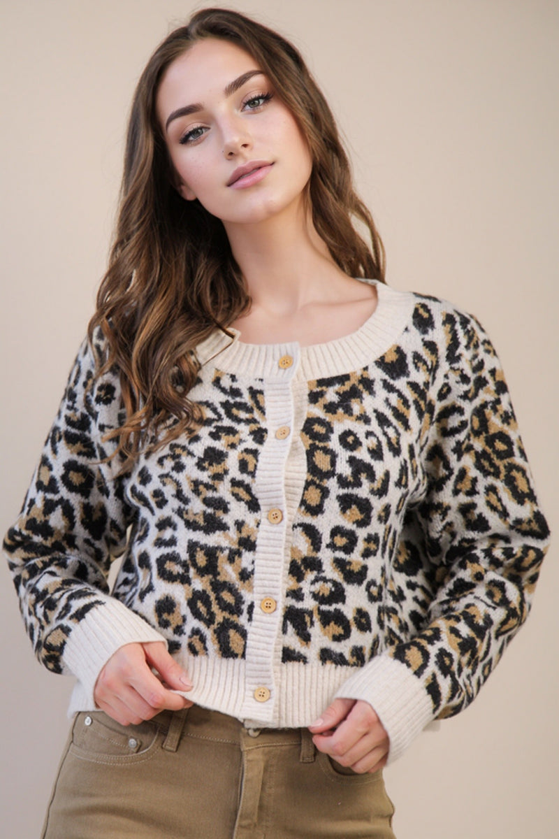Load image into Gallery viewer, Very 13 -  Ladies Print &amp; Solid Soft Knit Sweater Cardigan
