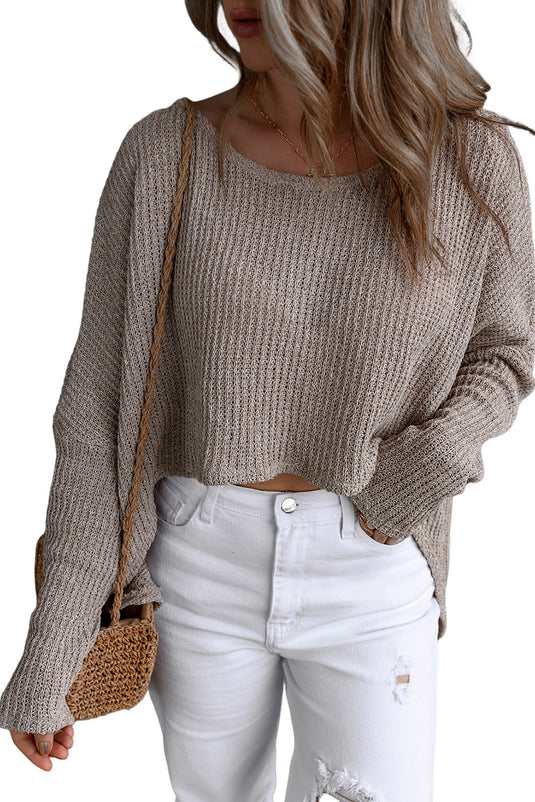 DLLS103 - Ladies Gray Slouchy Dolman Sleeve High Low Sweater