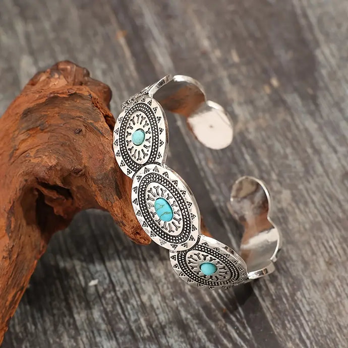 TMBC23 - Turquoise Inlay Ladies Open Bracelet