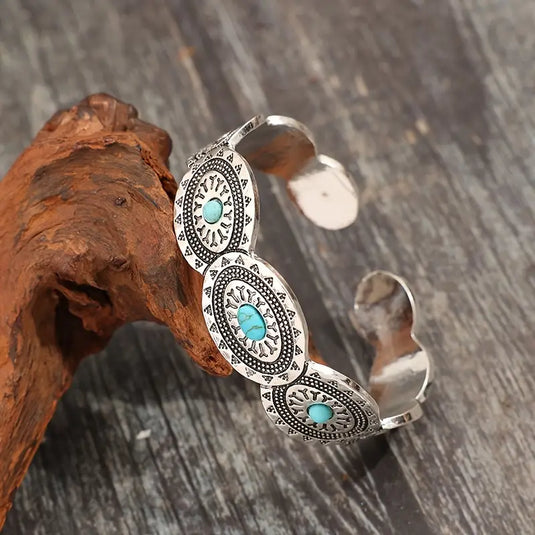 TMBC23 - Turquoise Inlay Ladies Open Bracelet