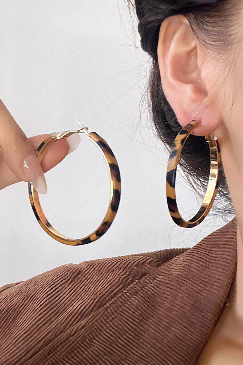 Load image into Gallery viewer, DLLER 22 - Thai Curry Stainless Alloy Leopard Hoop Earrings
