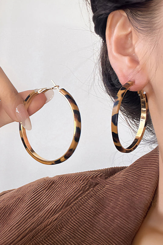 DLLER 22 - Thai Curry Stainless Alloy Leopard Hoop Earrings