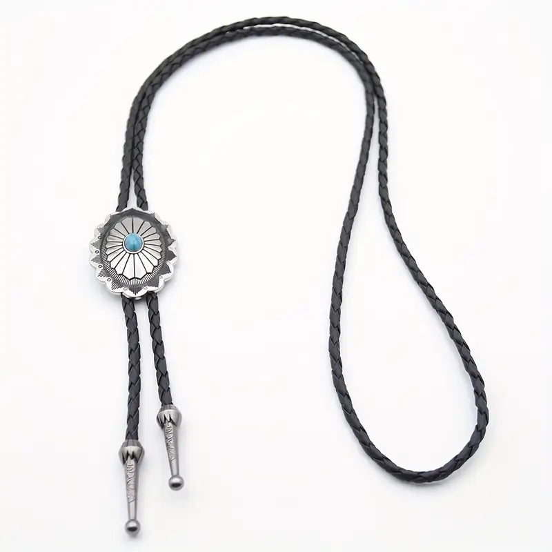 Load image into Gallery viewer, TMBLO1 - Turquoise Resin Bolo Tie
