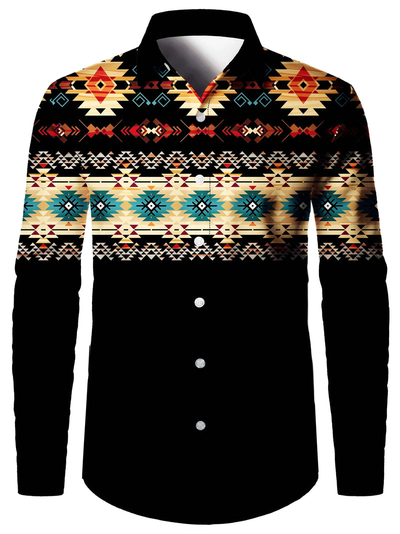 Load image into Gallery viewer, TMWST6 - Men&#39;s Aztec Print Western Shirt
