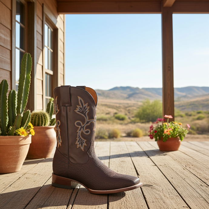 CP1703 - Cowboy Prayer Hand Crafted Genuine Brown Bullhide Shoulder Boots