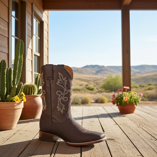 CP1703 - Cowboy Prayer Hand Crafted Genuine Brown Bullhide Shoulder Boots