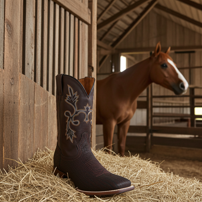 CP1703 - Cowboy Prayer Hand Crafted Genuine Brown Bullhide Shoulder Boots