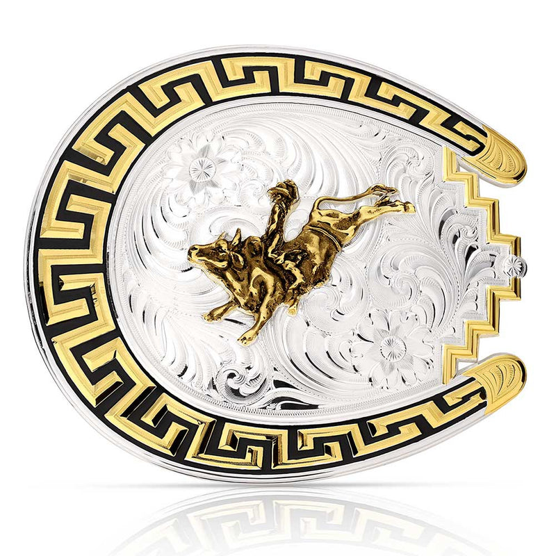 Load image into Gallery viewer, 52810 - Montana Silversmiths Sunrise Mesa Buckle with Bull Rider

