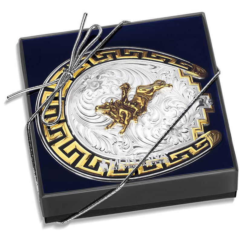 Load image into Gallery viewer, 52810 - Montana Silversmiths Sunrise Mesa Buckle with Bull Rider
