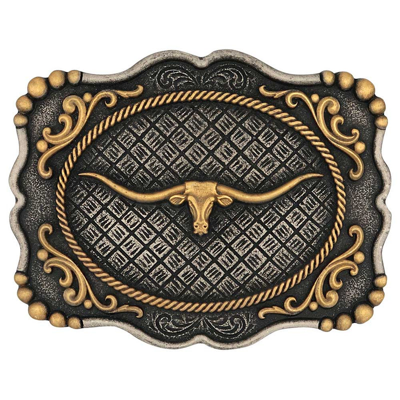 Load image into Gallery viewer, A1003P - Montana Silversmiths Framed Longhorn Attitude Buckle
