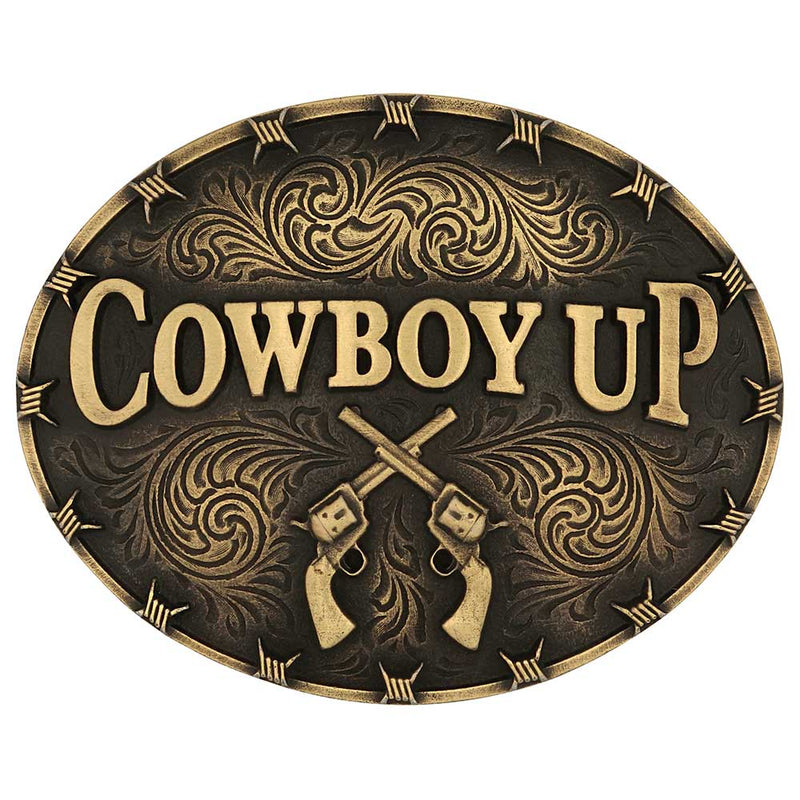 Load image into Gallery viewer, A1007C - Montana Silversmiths Cowboy Up Attitude Buckle
