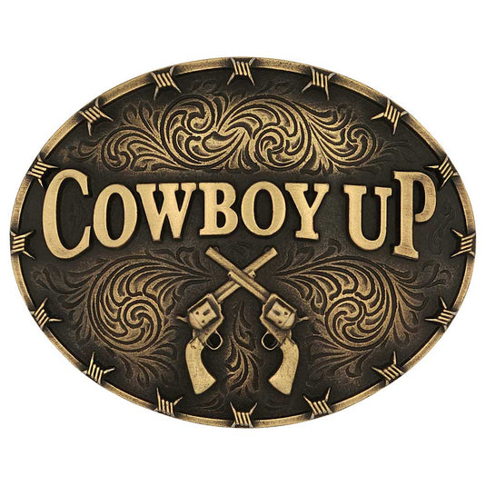A1007C - Montana Silversmiths Cowboy Up Attitude Buckle