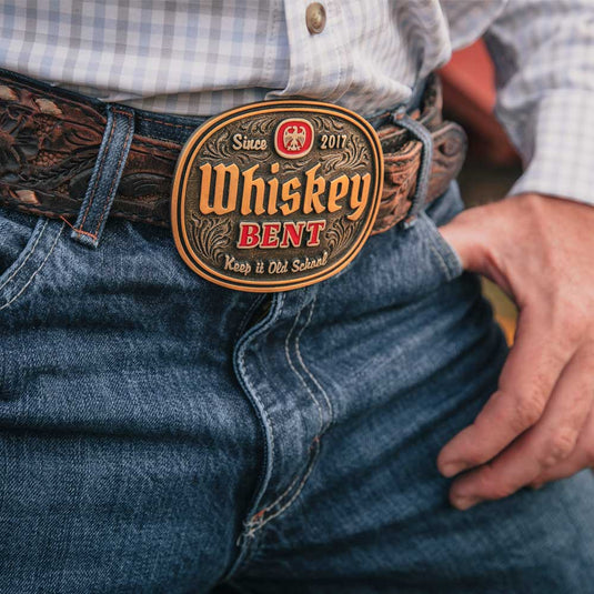 A1018WR - Montana Silversmiths Keep it Old School Whiskey Bent Buckle