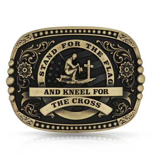 A1040C - Montana Silversmiths Kneel For The Cross Buckle