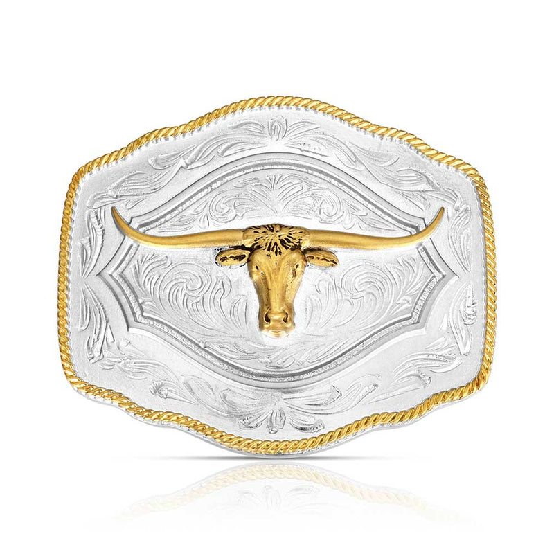 Load image into Gallery viewer, A1079P - Montana Silversmiths On the Range Longhorn Buckle
