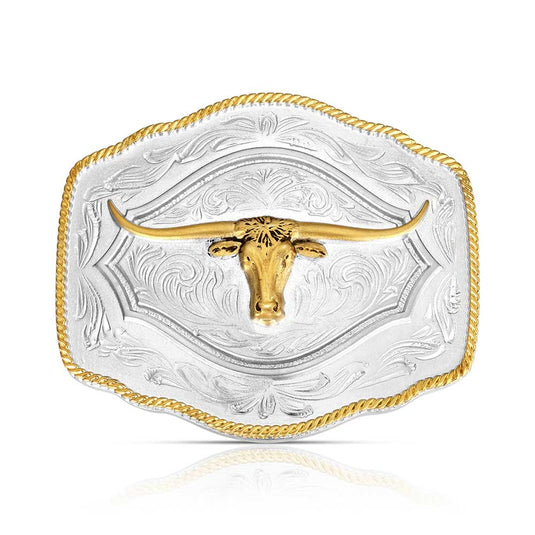 A1079P - Montana Silversmiths On the Range Longhorn Buckle
