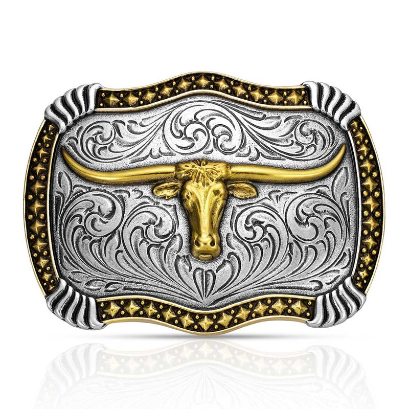 Load image into Gallery viewer, A1072P - Montana Silversmiths Longhorn Legacy Buckle
