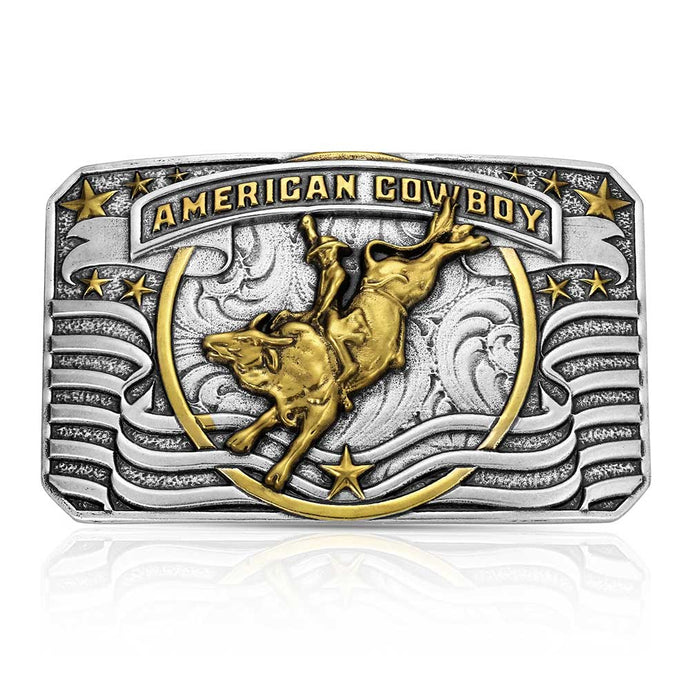 A1075P - Montana Silversmiths American Cowboy Bull Rider Buckle