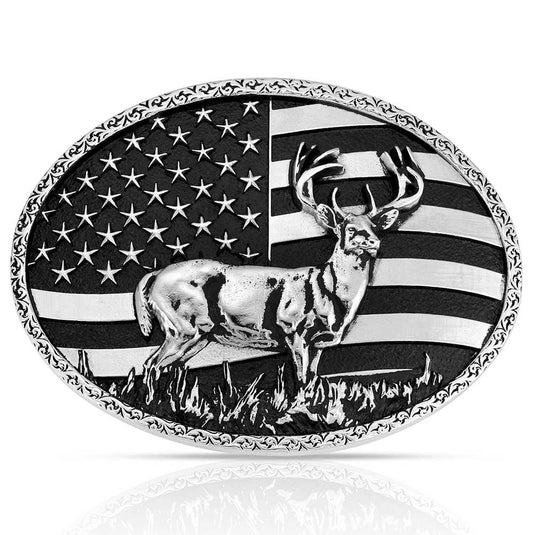 A1087S - Montana Silversmiths Hunters Stars & Stripes Buckle