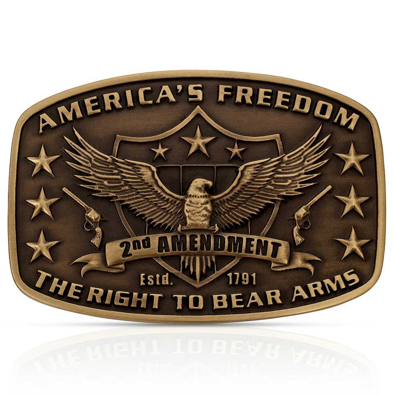 Load image into Gallery viewer, A272 - Montana Silversmiths 2nd Amendment Heritage Attitude Buckle
