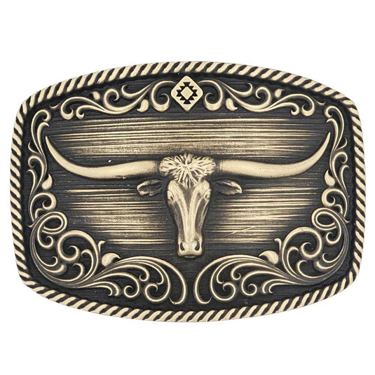 A973C - Montana Silversmiths Longhorn Legend Heritage Attitude Buckle