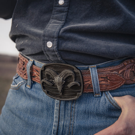 A978S - Montana Silversmiths Rocky Mountain Bighorn Sheep Attitude Buckle