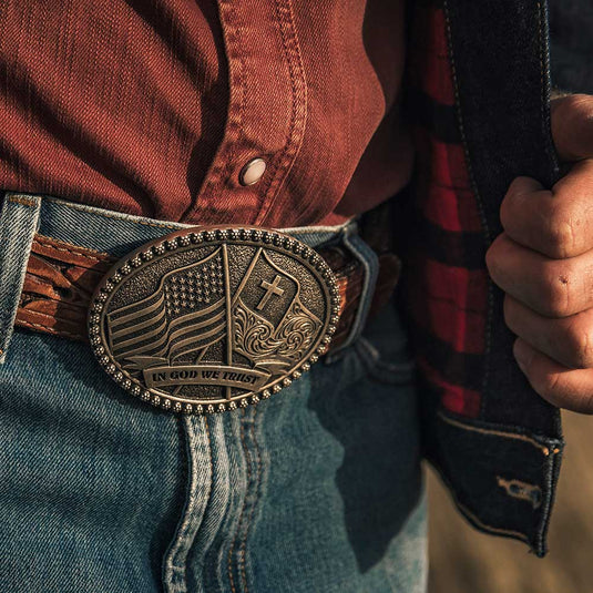 A992S - Montana Silversmiths We Trust Attitude Buckle