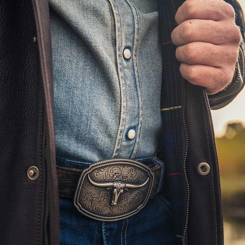 Load image into Gallery viewer, A993S - Montana Silversmiths Longhorn Soul Attitude Buckle
