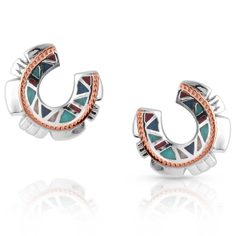 Load image into Gallery viewer, ER5687 - Montana Silversmiths Western Mosaic Horseshoe Earrings
