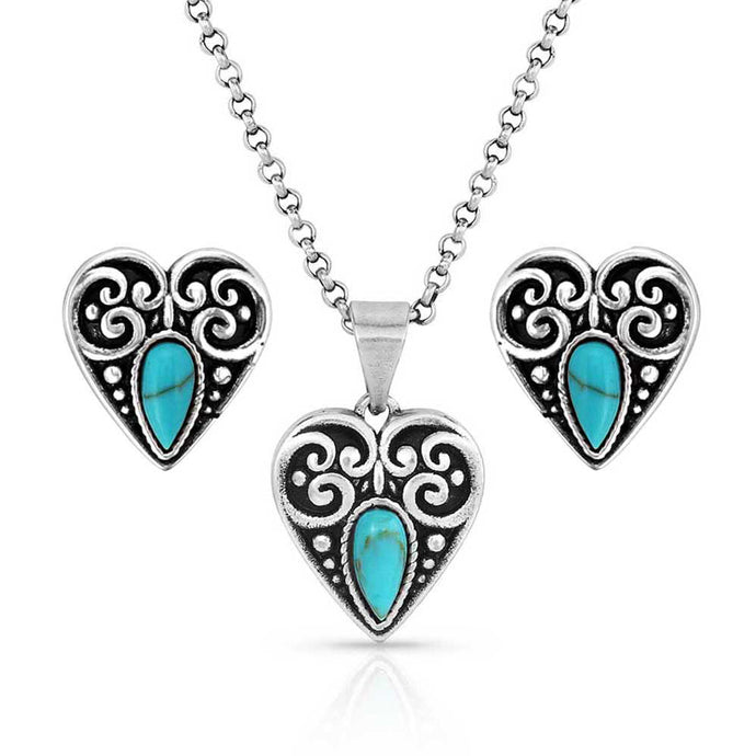 JS5629 - Montana Silversmiths Heart of the West Turquoise Jewelry Set