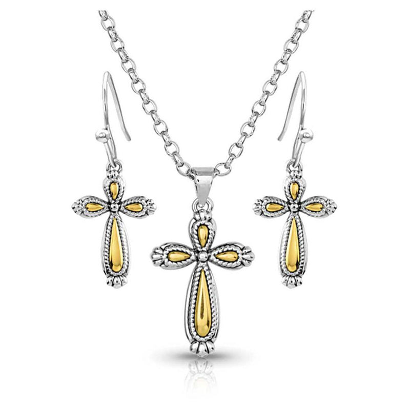 Load image into Gallery viewer, JS5693 - Montana Silversmiths Gleaming Faith Cross Jewelry Set
