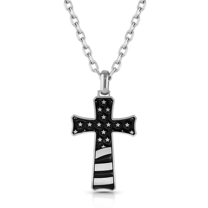 Load image into Gallery viewer, NC4360 - Montana Silversmiths Inspirational Patriotism Cross Necklace
