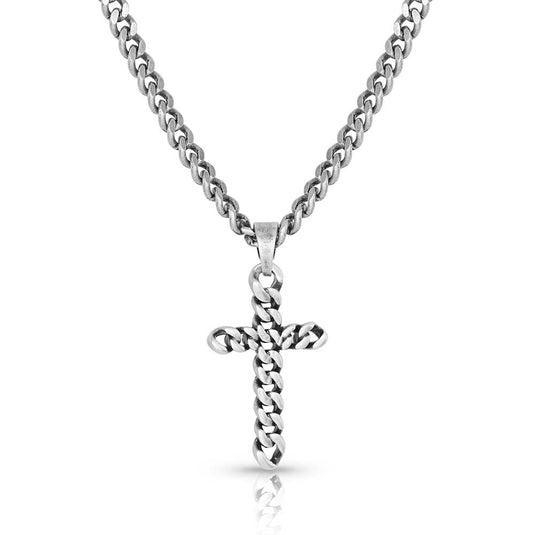 NC5784 - Montana Silversmiths Braided Cross Necklace